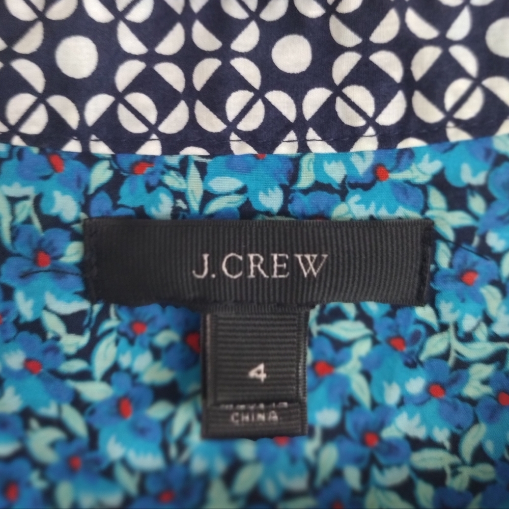 J. Crew Flowerpatch Blue Mixed Pattern Silk Cotto… - image 5